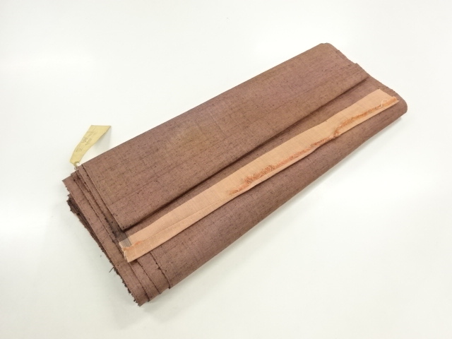 アンティーク　手織り紬縞模様織出し着尺反物